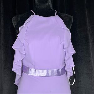 bridesmaids' long flowy Lilac dress